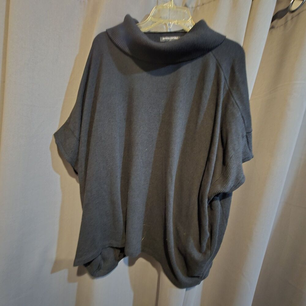 Banana Republic Cowl Neck Black Sweater Poncho, Oversized XS/S